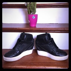 Ash quilted leather wedge sneakers.